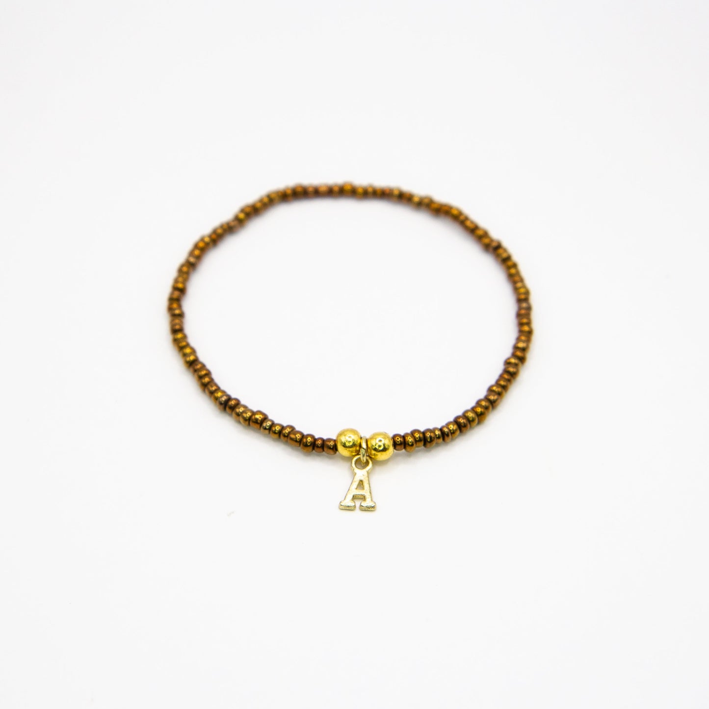 Initial Charm Stretch Bead Bracelet