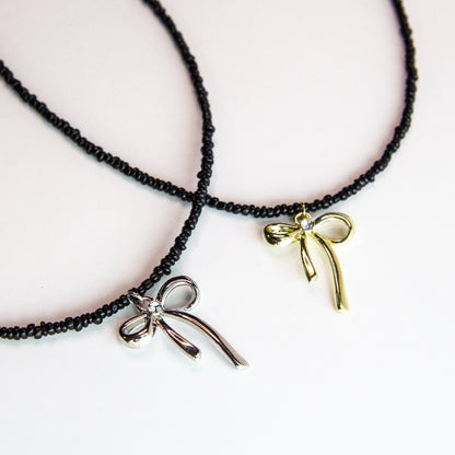 Dazzling Bow Beaded Necklace